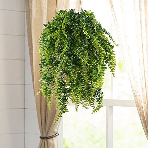 MIHOUNION 2pcs Planta Enredadera Artificial Exterior Interior Helecho de Boston Artificial Hiedra Plastico Yedra Decoracion Planta Artificial Colgante Verde para Maceta Terraza Pared Balcon Cesta