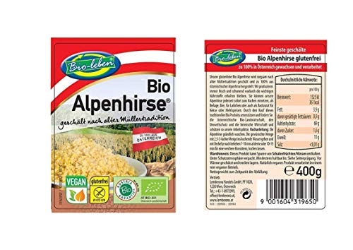 Mijo dorado austríaco pelado, ecológico sin gluten 2,4 kg Bio, biológico, sin OMG, crudo, mijo de Austria, especialmente limpios y sin datura 6x400g