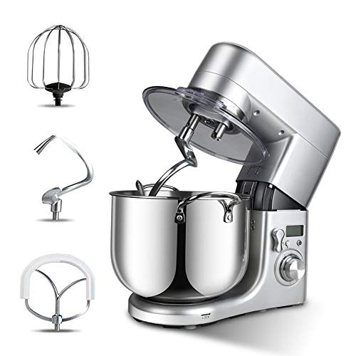 MIJOGO 1500W batidora de pie con Cabeza inclinable 10L Profesional batidora, Mezclador eléctrico de la Cocina con el Gancho amasador, Bata y Beater - LCD HD Display, Sistema de Mezcla planetaria