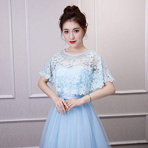 MIKI-Z Vintage para Mujer de Encaje Floral Completo Cape Wrap Cuello Redondo Crochet Sheer Shawl Shrug Color sólido Verano Alto bajo Nupcial Capelet Bolero