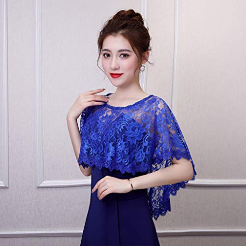 MIKI-Z Vintage para Mujer de Encaje Floral Completo Cape Wrap Cuello Redondo Crochet Sheer Shawl Shrug Color sólido Verano Alto bajo Nupcial Capelet Bolero