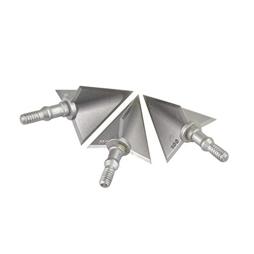 MILAEM 6 Piezas de Metal Tiro con Arco Punta Ancha 100 Grano 3 Cuchillas fijas Caza Exterior Tornillos de Flecha Puntas de Flecha Punto para Flechas de Arco Compuesto y recurvo