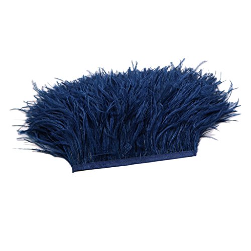 milageto 1 Yarda Teñida De Flecos De Plumas De Avestruz Embellecimiento Cinta De Ajuste - Azul Oscuro