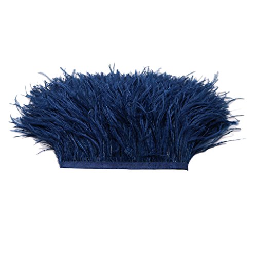 milageto 1 Yarda Teñida De Flecos De Plumas De Avestruz Embellecimiento Cinta De Ajuste - Azul Oscuro