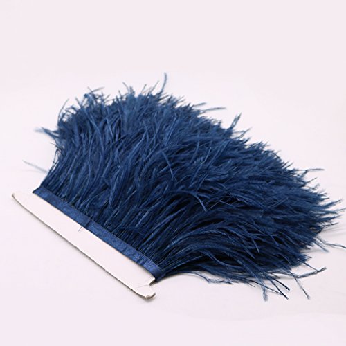milageto 1 Yarda Teñida De Flecos De Plumas De Avestruz Embellecimiento Cinta De Ajuste - Azul Oscuro