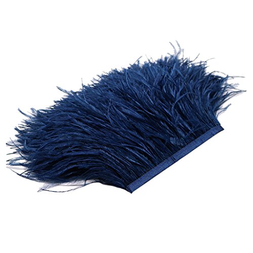 milageto 1 Yarda Teñida De Flecos De Plumas De Avestruz Embellecimiento Cinta De Ajuste - Azul Oscuro
