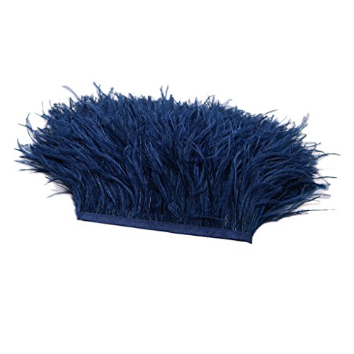 milageto 1 Yarda Teñida De Flecos De Plumas De Avestruz Embellecimiento Cinta De Ajuste - Azul Oscuro