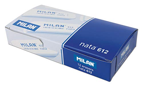 Milan 612 - Goma de borrar, color blanco, Caja 12 Unidades