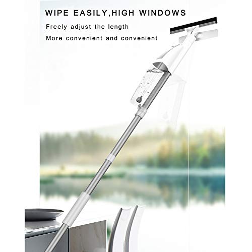 MILECN Super Squeegee Window Washer - Juego De Limpiacristales De Ventana Profesional 3 En 1 - Escurridores De Ventana con Fregadoras De Microfibra Y Poste De Extensión Y Depósito De Agua