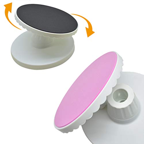 Milisten Placa Giratoria de Plástico Giratoria Creativa Mesa Giratoria Inclinable Creativa Plataforma de Soporte Decoración de Pasteles Banco de Trabajo para Panadería Casera (Rosa)