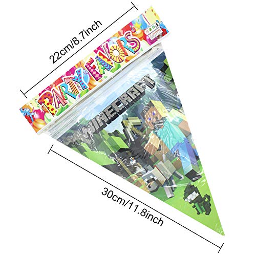 Minecraft Party Tableware Set - BAIBEI Birthday Party Decorations Supplies Children Carnival Party Plates Paper Cups,Tablecloth,Triangle Banner Serve 10 Guests,78pcs