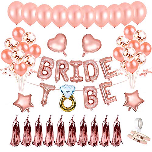 Mingco Bride to Be, Despedida Soltera, Bride to Be Globos Banner para Fiestas de Despedida de Soltera con Globos de Oro Rosa, Confetti Globos par Hen Party Decoration.