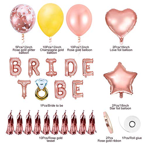 Mingco Bride to Be, Despedida Soltera, Bride to Be Globos Banner para Fiestas de Despedida de Soltera con Globos de Oro Rosa, Confetti Globos par Hen Party Decoration.