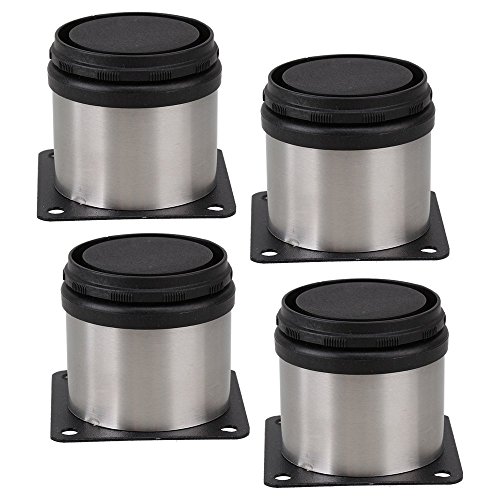 MINGZE 4 piezas Pies de muebles Patas de muebles Patas de mesa de acero inoxidable ajustable ronda mueble muebles de la pierna zócalo del sofá plinto cromo diámetro 50 mm (Altura 50mm)