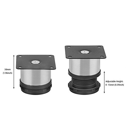 MINGZE 4 piezas Pies de muebles Patas de muebles Patas de mesa de acero inoxidable ajustable ronda mueble muebles de la pierna zócalo del sofá plinto cromo diámetro 50 mm (Altura 50mm)