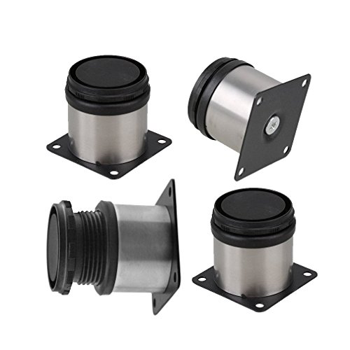 MINGZE 4 piezas Pies de muebles Patas de muebles Patas de mesa de acero inoxidable ajustable ronda mueble muebles de la pierna zócalo del sofá plinto cromo diámetro 50 mm (Altura 50mm)