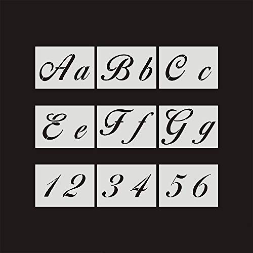 MINGZE 40 Piezas Plantillas De Letras, Reutilizables De Arte Caligrafía Alfabeto Plantillas De Plástico Lavables Para Pintar Letras Con Letras Mayúsculas Y Minúsculas, Números Y Signos