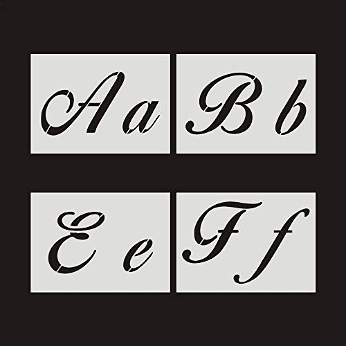 MINGZE 40 Piezas Plantillas De Letras, Reutilizables De Arte Caligrafía Alfabeto Plantillas De Plástico Lavables Para Pintar Letras Con Letras Mayúsculas Y Minúsculas, Números Y Signos