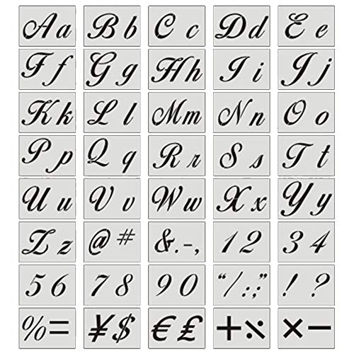 MINGZE 40 Piezas Plantillas De Letras, Reutilizables De Arte Caligrafía Alfabeto Plantillas De Plástico Lavables Para Pintar Letras Con Letras Mayúsculas Y Minúsculas, Números Y Signos