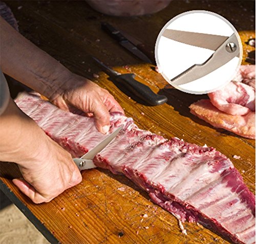 MINGZE Tijeras premium de cocina Heavy Duty Spring Loaded Cocina de acero inoxidable y tijeras para huesos Mango cómodo: ideal para aves de corral, pescado, pollo, carne de res, barbacoa, hierbas y pl
