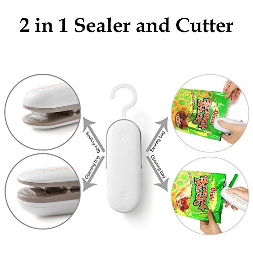 Mini Bag Sealer,Heat Sealer Machine,Mini Selladora de Bolsas de Plastico,2 in 1 Small Mini Portable Heat Sealer (Batería no incluida)