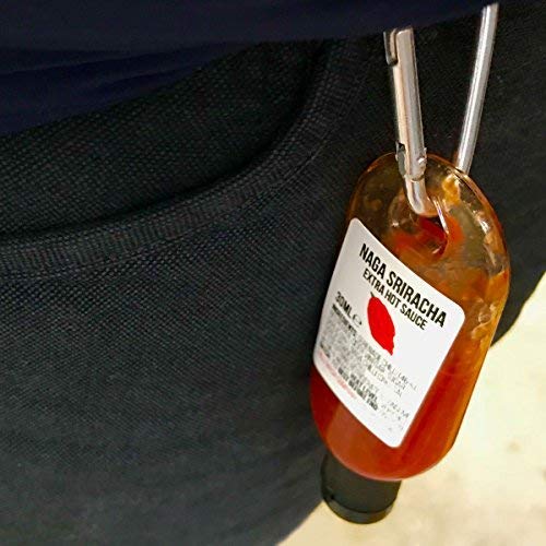 Mini Botella tamaño llavero para salsa picante Sriracha – Botellita de bolsillo para salsa Sriracha– Lleva contigo salsa picante a donde sea que vayas – Es un excelente regalo para la Salsa Picante (S