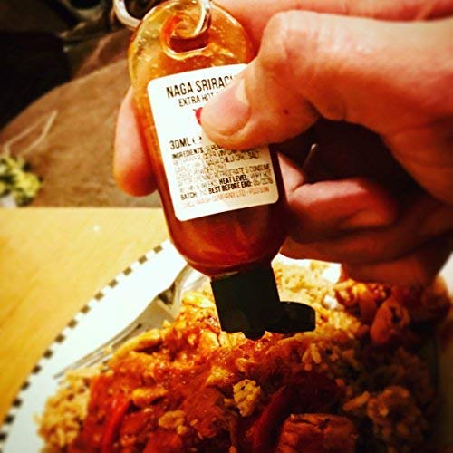 Mini Botella tamaño llavero para salsa picante Sriracha – Botellita de bolsillo para salsa Sriracha– Lleva contigo salsa picante a donde sea que vayas – Es un excelente regalo para la Salsa Picante (S