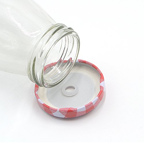 Mini botellas de leche de vidrio, estilo retro, con tapa con agujero para pajitas, 250 ml, 4 unidades