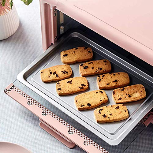 Mini Horno 11L, Mini Horno Con El Recipiente De Polvo Extraíble Horno Pequeña Casa Con El Uso De Descongelación Y La Parrilla,Rosado