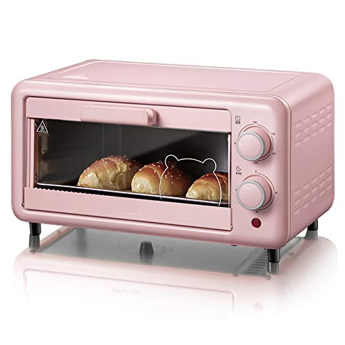 Mini Horno 11L, Mini Horno Con El Recipiente De Polvo Extraíble Horno Pequeña Casa Con El Uso De Descongelación Y La Parrilla,Rosado