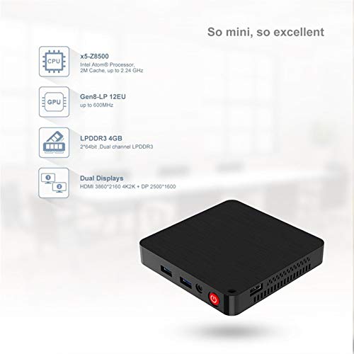 Mini PC Intel Atom Z8500-X5 Windows 10 Nueva PC de 4 GB + 64 GB 2.4 / Pantalla 5.8G WiFi BT4.0 HDMI + DP Dual (Plugs Type : US)