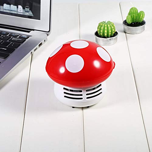 Miniaspirador para escritorio y teclado en forma de seta rojo
