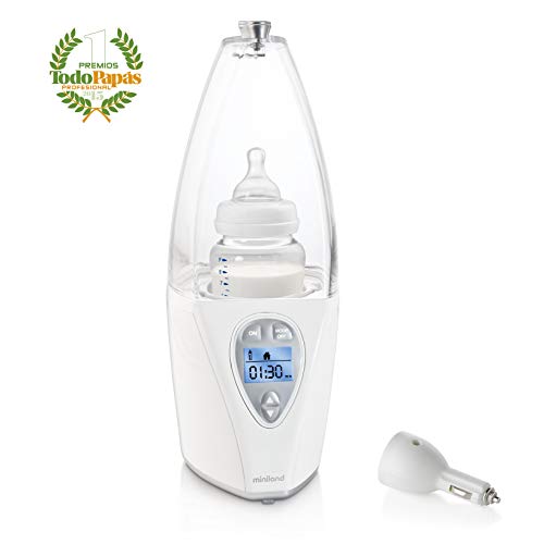 Miniland - Calienta biberón digital ultrarápido. Descongela, calienta y esteriliza biberones, leche materna y potitos. Programa el tamaño del biberón, la hora y la temperatura.
