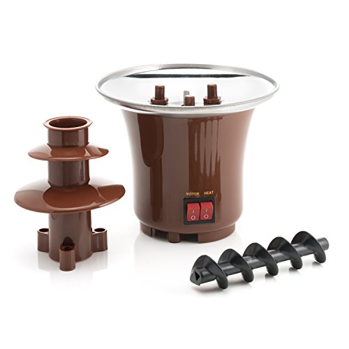 Minuma® Fuente de chocolate | Fondue para chocolate de tres pisos | Torre para postres | Marrón