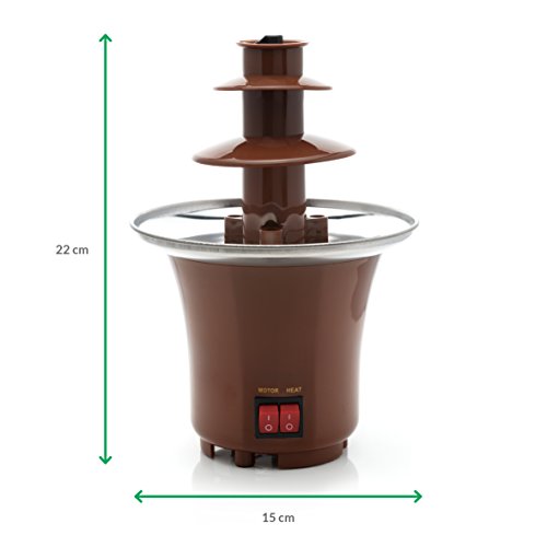 Minuma® Fuente de chocolate | Fondue para chocolate de tres pisos | Torre para postres | Marrón