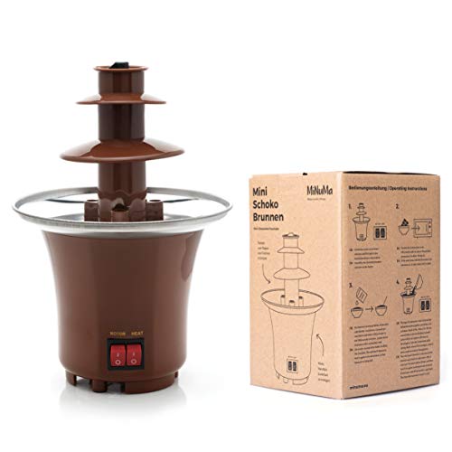 Minuma® Fuente de chocolate | Fondue para chocolate de tres pisos | Torre para postres | Marrón
