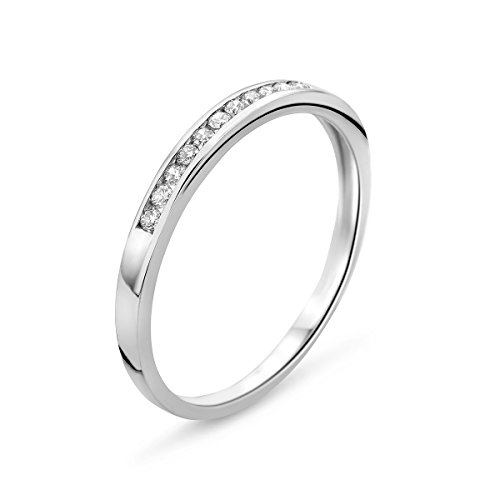 Miore anillo de eternidad en oro blanco 14 quilates 585 con diamantes brillantes 0.10 quilates