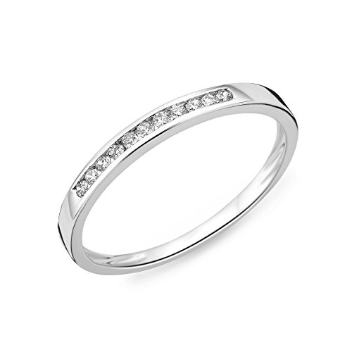 Miore anillo de eternidad en oro blanco 14 quilates 585 con diamantes brillantes 0.10 quilates