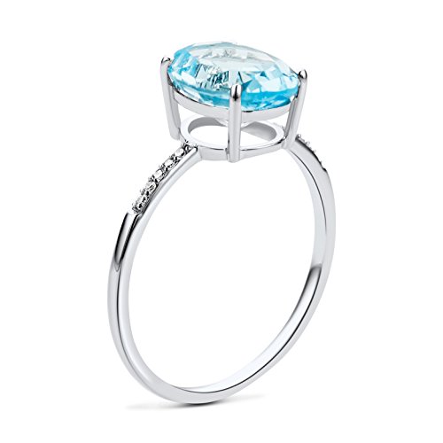 Miore mujer 9 k (375) oro blanco talla ovalada azul topacio diamante