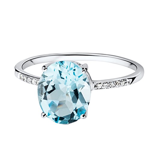 Miore mujer 9 k (375) oro blanco talla ovalada azul topacio diamante