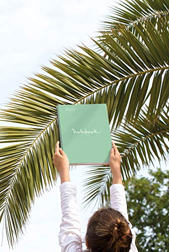 MIQUELRIUS - Cuaderno Notebook Emotions - 1 franja de color, A4, 80 Hojas con rayado punteado (Dots), Papel 90g, 4 Taladros, Cubierta de Cartón Extraduro, Color Menta