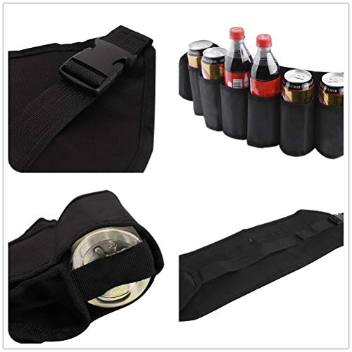 Mirrwin Ajustable Cinturón de Cervezas Cartuchera para Cerveza Beer Belt Cerveza Botellas Cinturon Negro Se Puede Utilizar Bares restaurantes Actividades de Fiesta Caminatas y Otras Actividades