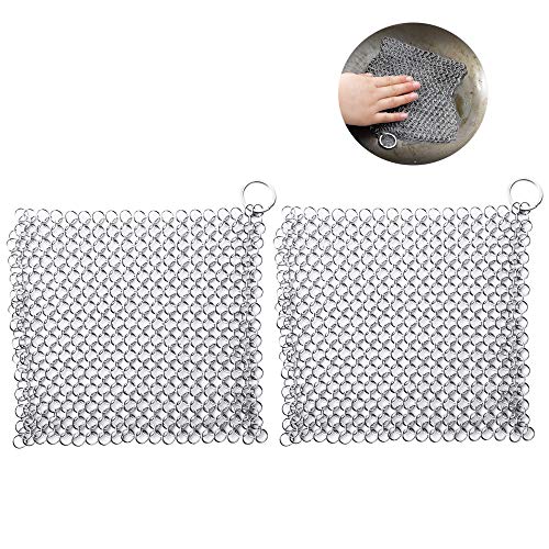 Mirrwin Limpiador de Hierro Fundido Acero Inoxidable Scrubber Alambre de Acero Inoxidable Estropajo Limpiador esponjas Espiral 4 Pulgadas 2 Piezas para ollas sartenes Parrillas y Mucho más
