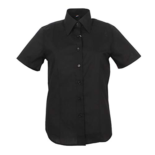 MISEMIYA - Camisa Uniforme Camarera SEÑORA con Mangas Cortas MESERO DEPENDIENTA Barman COCTELERA PROMOTRORAS OFICCE Lady Blusa - Ref.826B - XS, Negro