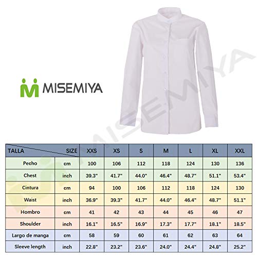 MISEMIYA - Camisa Uniforme Camarera SEÑORA Cuello Mao Mangas LARGAS MESERO DEPENDIENTA Barman COCTELERA PROMOTRORAS - Ref.8271 - M, Negro