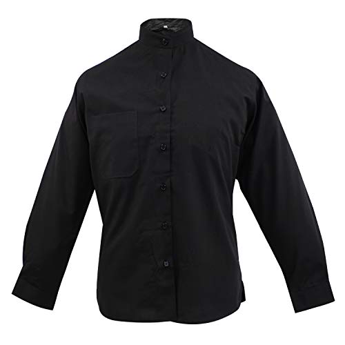 MISEMIYA - Camisa Uniforme Camarera SEÑORA Cuello Mao Mangas LARGAS MESERO DEPENDIENTA Barman COCTELERA PROMOTRORAS - Ref.8271 - M, Negro