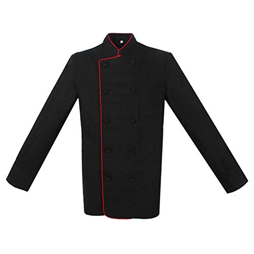MISEMIYA - Casaca Cocina Uniforme Bar Restaurante HOSTELERÍA DE Chef Cocinero Bar Restaurante Mangas LARGAS - Ref.842B - S, Negro