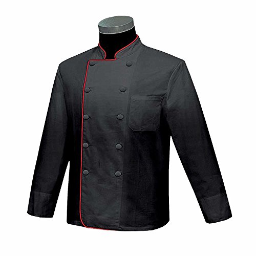 MISEMIYA - Casaca Cocina Uniforme Bar Restaurante HOSTELERÍA DE Chef Cocinero Bar Restaurante Mangas LARGAS - Ref.842B - S, Negro