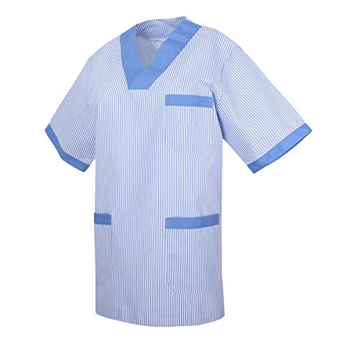 MISEMIYA - Casaca Mangas Cortas Uniforme Laboral CLINICA Hospital Limpieza Veterinaria Dentista ESTÉTICA Médico Enfermería - Ref:T817 - XS, Celeste