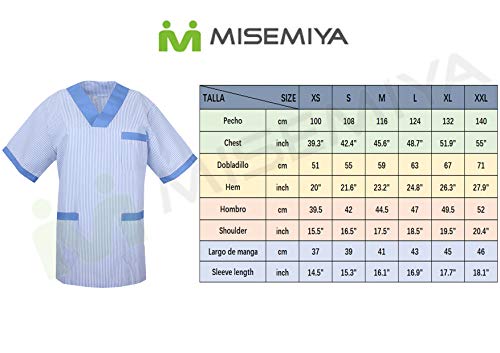 MISEMIYA - Casaca Mangas Cortas Uniforme Laboral CLINICA Hospital Limpieza Veterinaria Dentista ESTÉTICA Médico Enfermería - Ref:T817 - XS, Celeste
